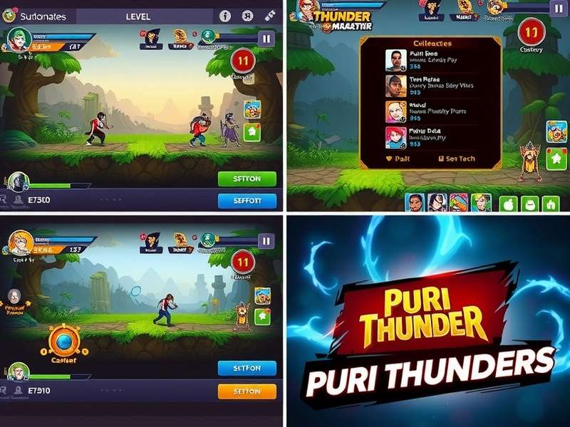 Puri Thunder level progression and character selection screen