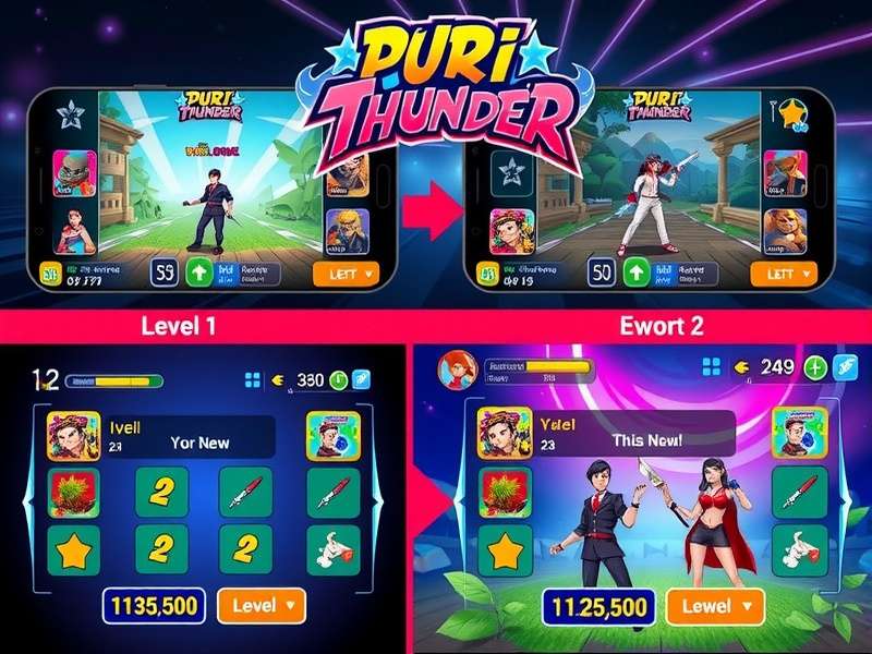 Puri Thunder gameplay screenshot showing vibrant graphics and intuitive interface