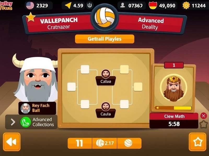 Volley Viking Challengers gameplay screenshot showing advanced volleyball mechanics