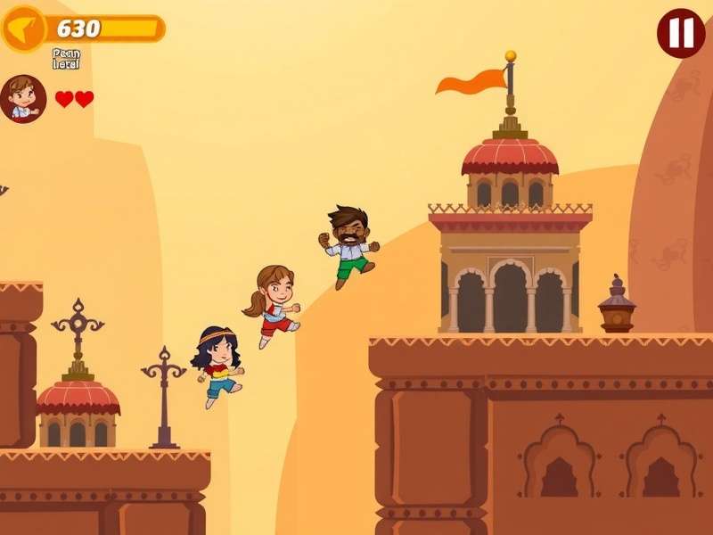 Dashing Ginger Sprint desert environment with traditional Indian architecture