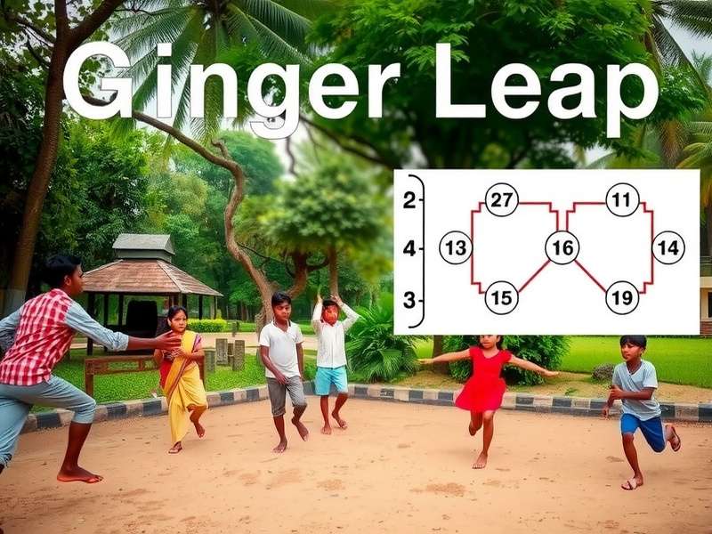 Modern Indian children enjoying Ginger Leap in urban park
