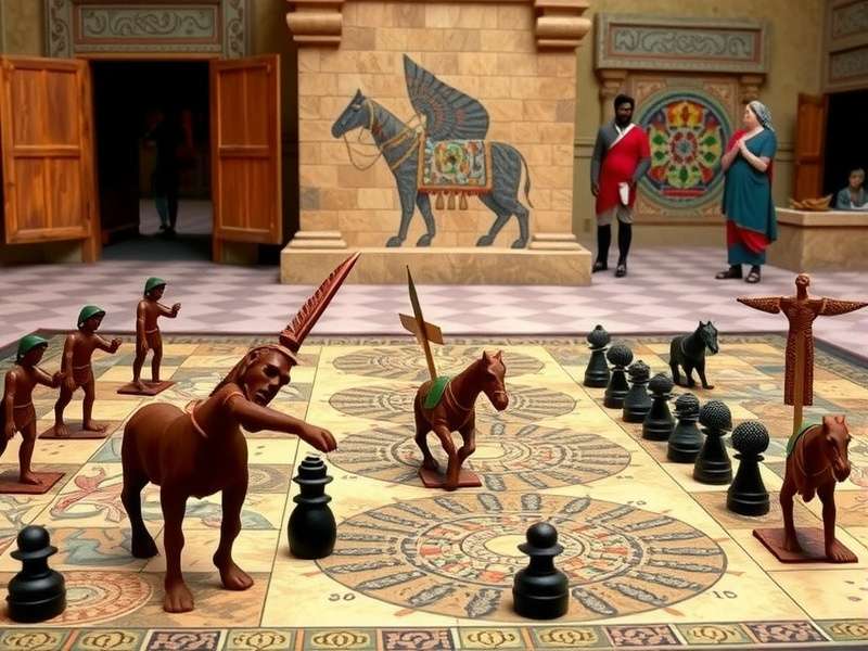 Historical depiction of Chaturanga Champion being played in ancient India