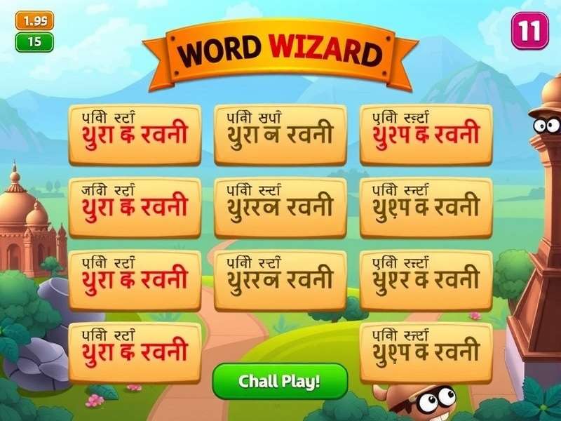 Gujarati Word Wizard level progression and rewards system