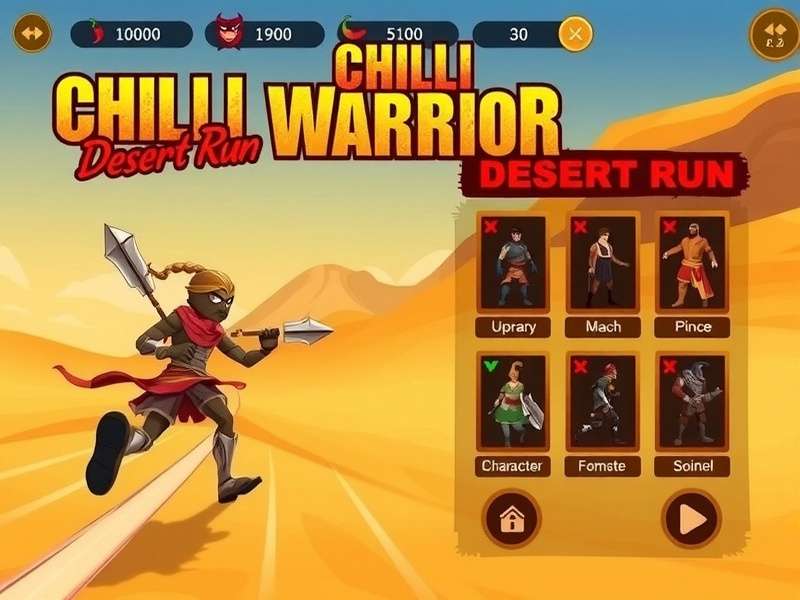 Chilli Warrior Desert Run gameplay screenshot showing character running through desert