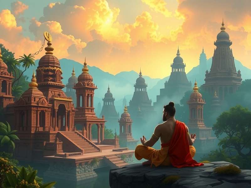 Character meditation scene in Yogi SSpellbound Trail with detailed environment