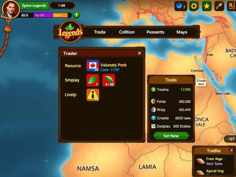 Spice Route Legends gameplay screenshot showing trading interface