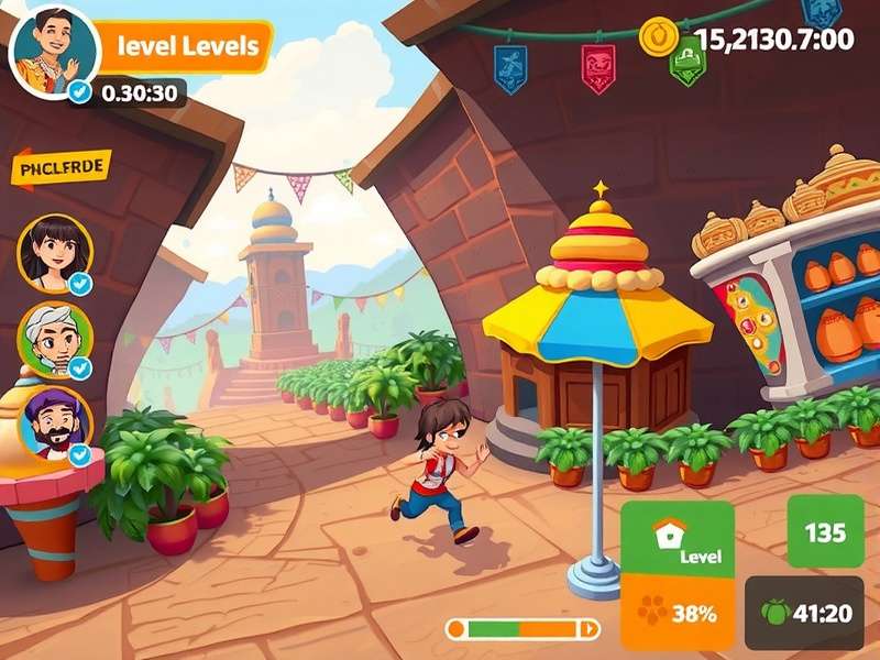Energetic Ginger Sprint gameplay showing character running through colorful Indian market
