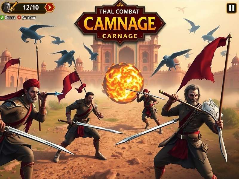 Mughal Combat Carnage gameplay screenshot showing battlefield action