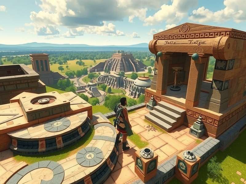 Hampi Ruins Quest gameplay screenshot showing ancient temple exploration