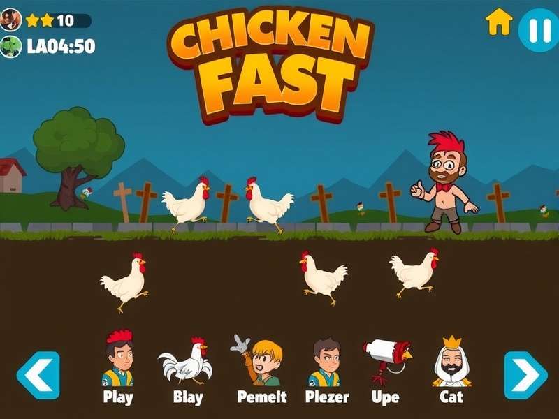 Various characters and power-ups available in Chicken Feast Chase