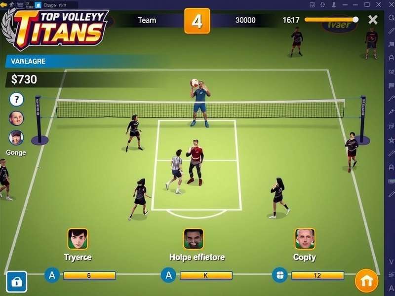 Top Volley Titans character customization and team management interface