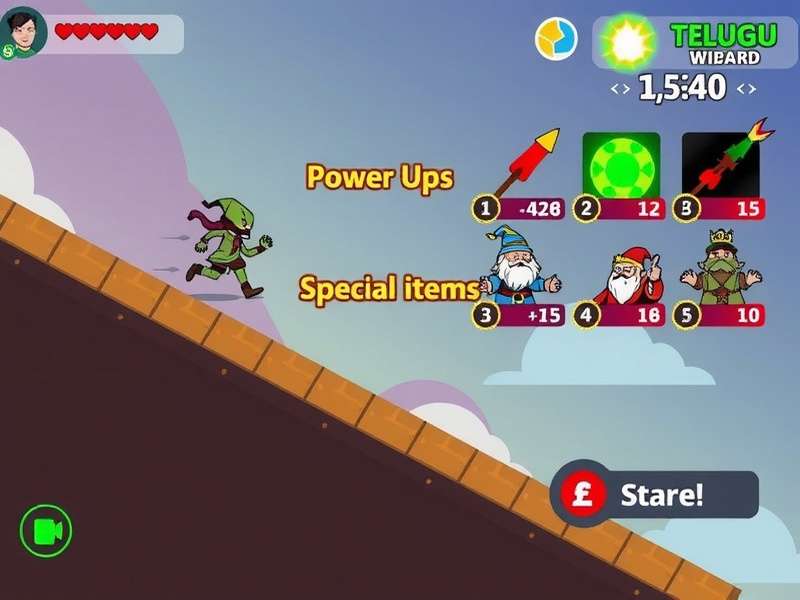 Telugu Sprint Wizard power-ups and special items display