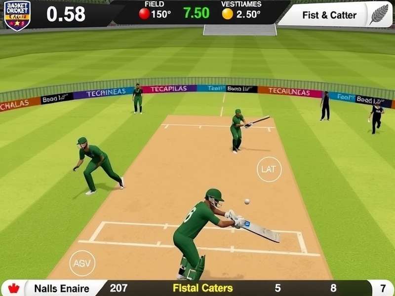 Basket Cricket Champion gameplay screenshot showing innovative catching mechanics