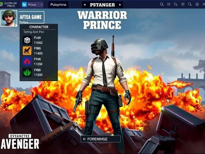 PUBG Avenger Warrior Prince character selection screen