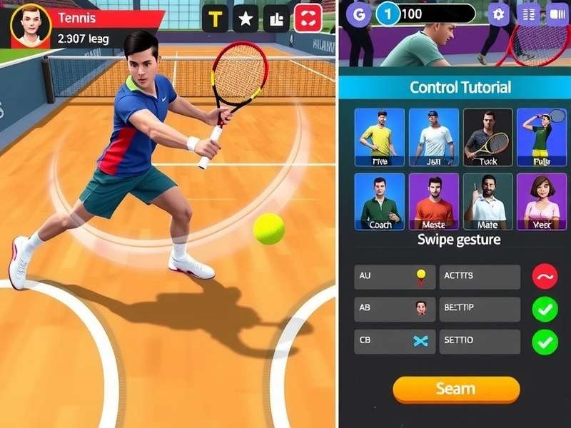 Tennis Strike Legend gameplay screenshot showing character in action