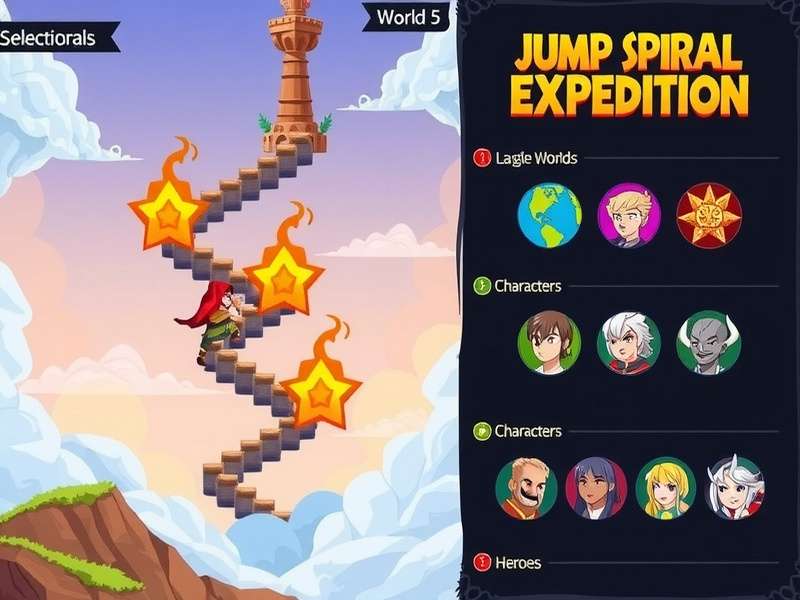 Jump Spiral Expedition level selection screen showing multiple worlds