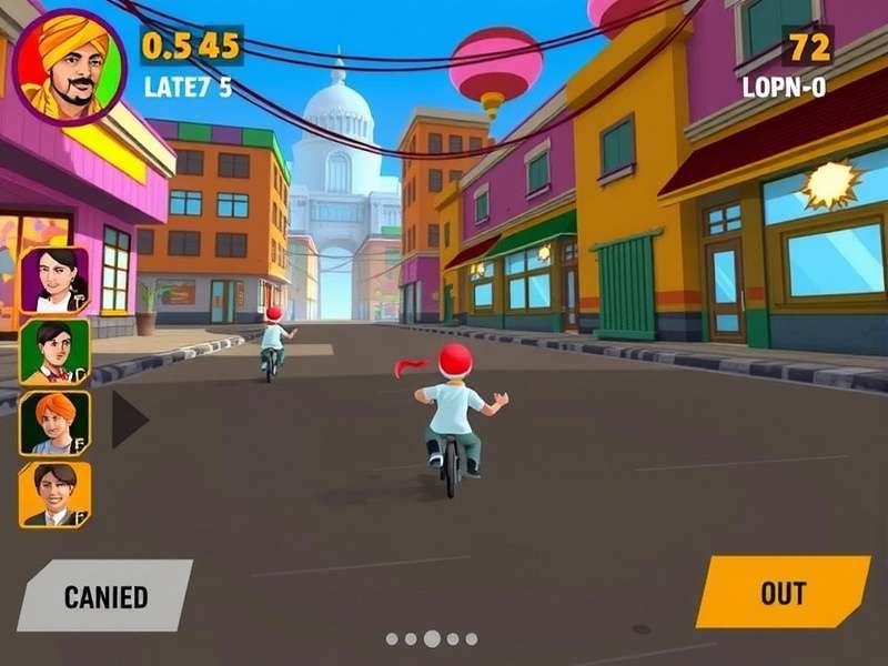 Dal Dhani Super Sprint gameplay screenshot showing character running through Indian market