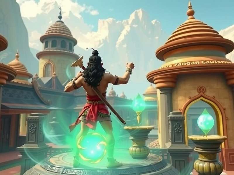 Cultural representation in Hanuman S Divine VR showing traditional architecture