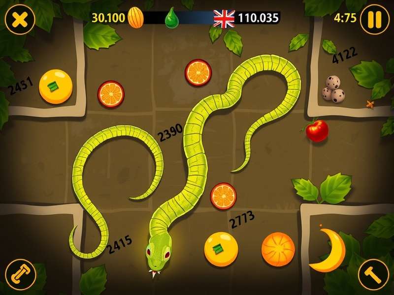 Goa Serpent Champion gameplay screenshot showing snake movement and food collection