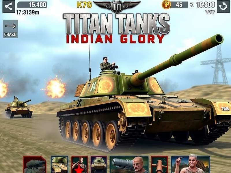 Titan Tanks Indian Glory gameplay screenshot showing tank battle