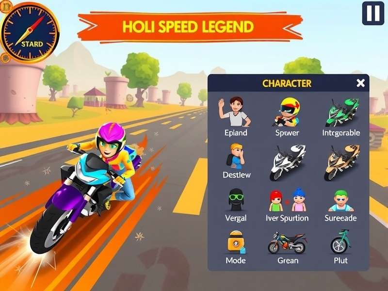 Holi Speed Legend gameplay screenshot showing colorful racing action