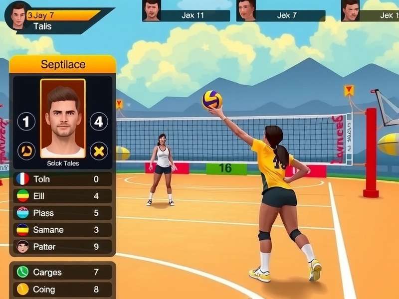 Taj Power Spikers gameplay screenshot showing volleyball action