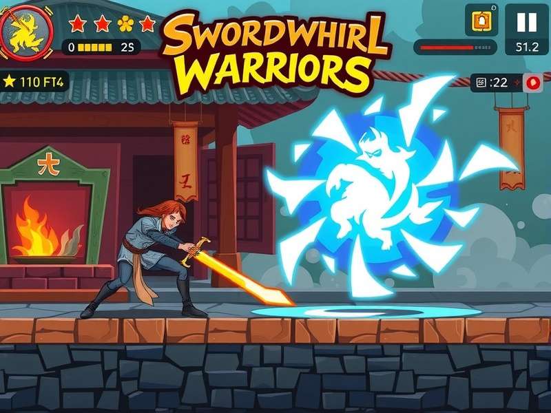 Sword Whirl Warriors gameplay screenshot showing combat