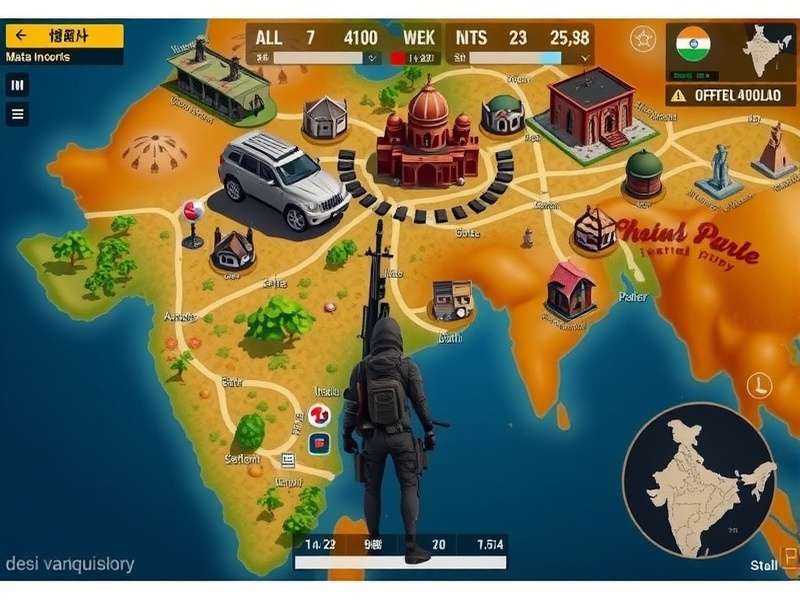 Desi PUBG Vanquisher gameplay screenshot showing Indian-themed map