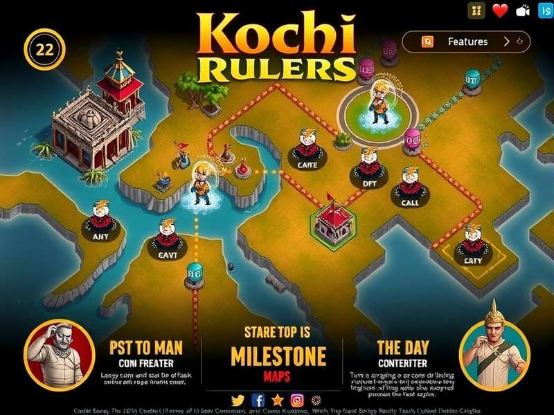 Kochi Rulers gameplay screenshot showing strategic map view