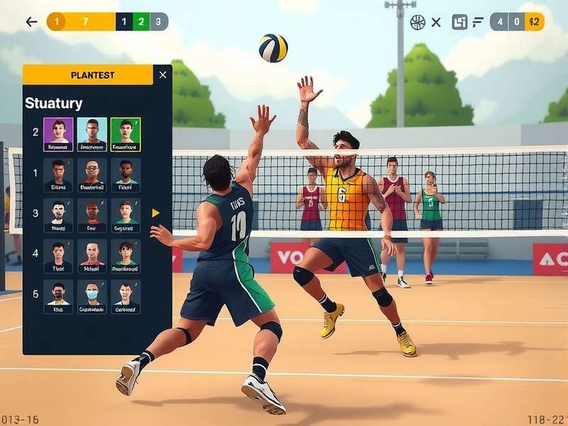 Volley Victors Pro gameplay screenshot showing intense volleyball action