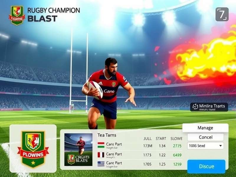 Rugby Champion Blast team management interface