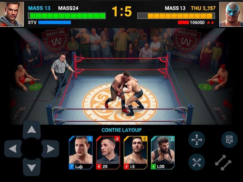 Wrestling War strategy guide showing character matchups