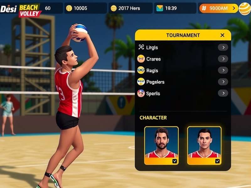 Desi Beach Volley Stars gameplay screenshot showing beach volleyball action