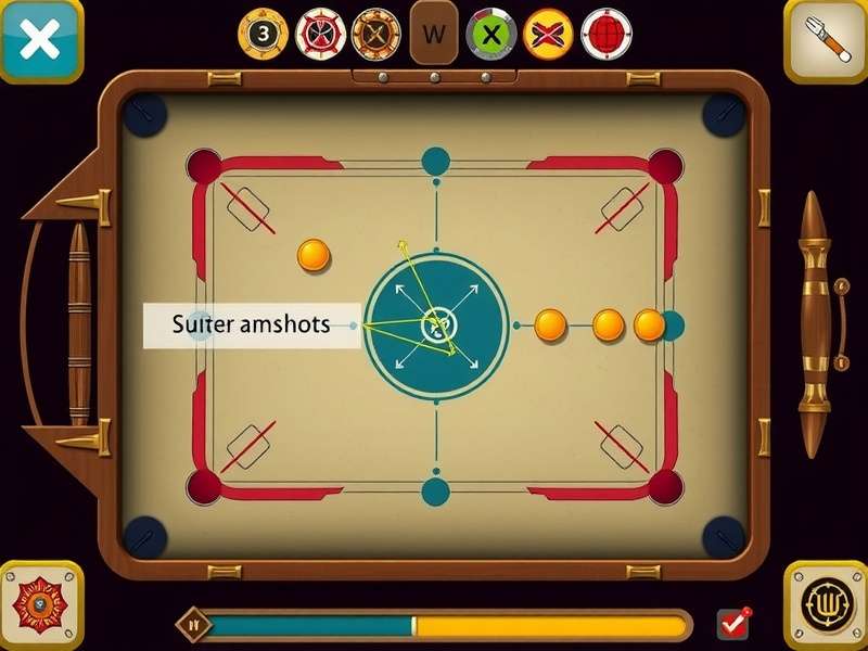 Carrom Legendary Slayer shot aiming interface with trajectory lines