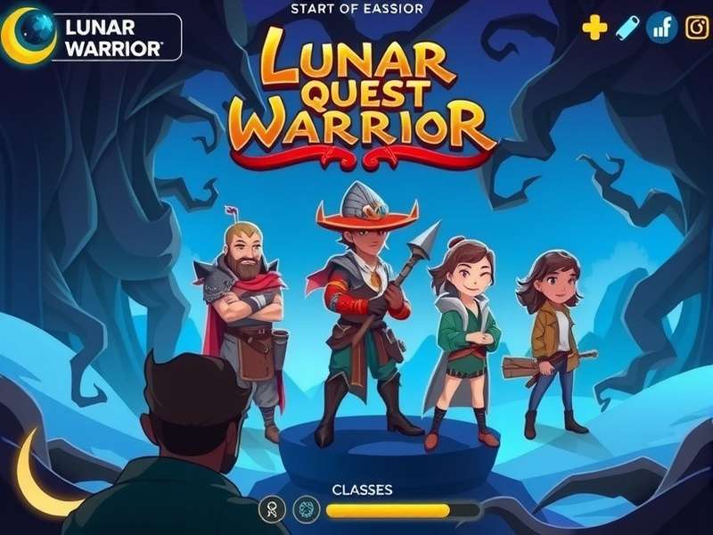 Lunar Quest Warrior character selection screen showing different classes