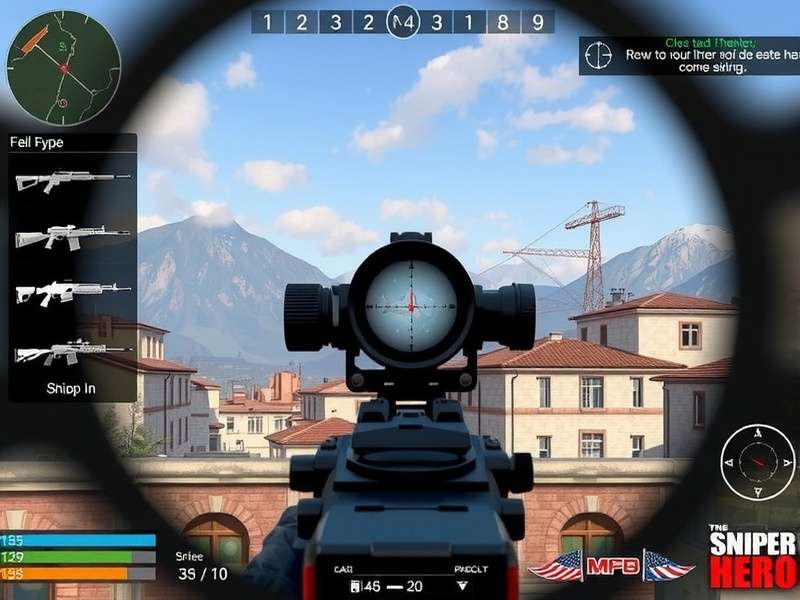 Paramount Sniper Hero gameplay screenshot showing sniper scope view