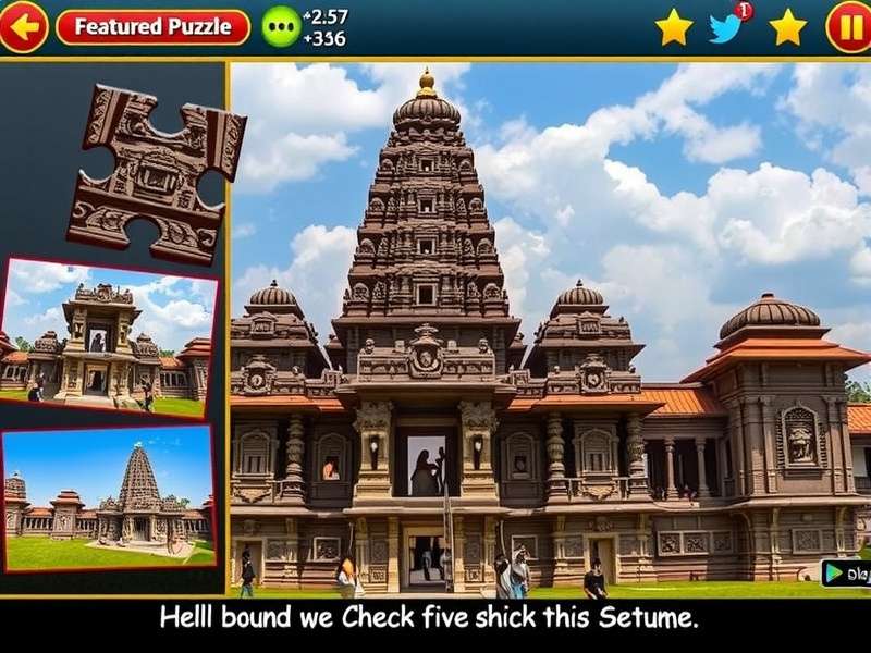 Belur Temple Sublime Jigsaw gameplay screenshot showing temple puzzle