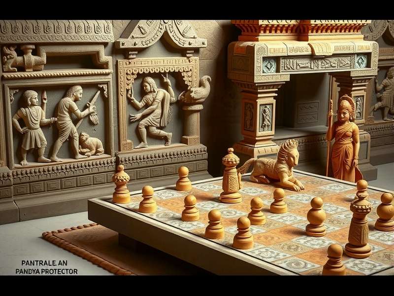Ancient depiction of Pandya Protector gameplay showing strategic board positions