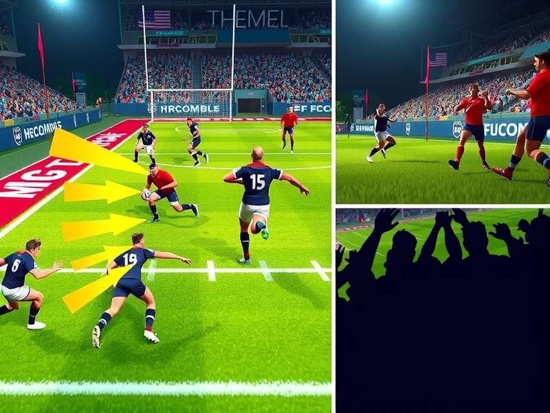 Rugby Rumble gameplay action showing players in dynamic positions