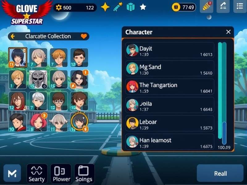 Glove Super Star gameplay screenshot showing character selection and interface