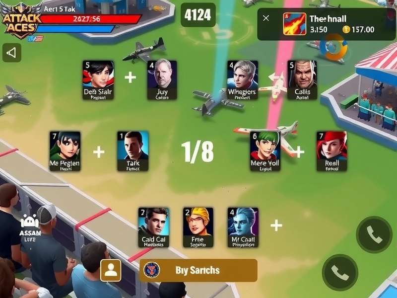 Assam Attack Aces gameplay screenshot showing character selection and battlefield