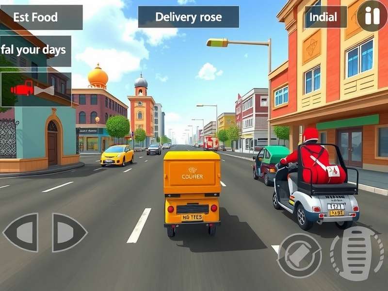 Speed Courier gameplay showing delivery vehicle in Indian city