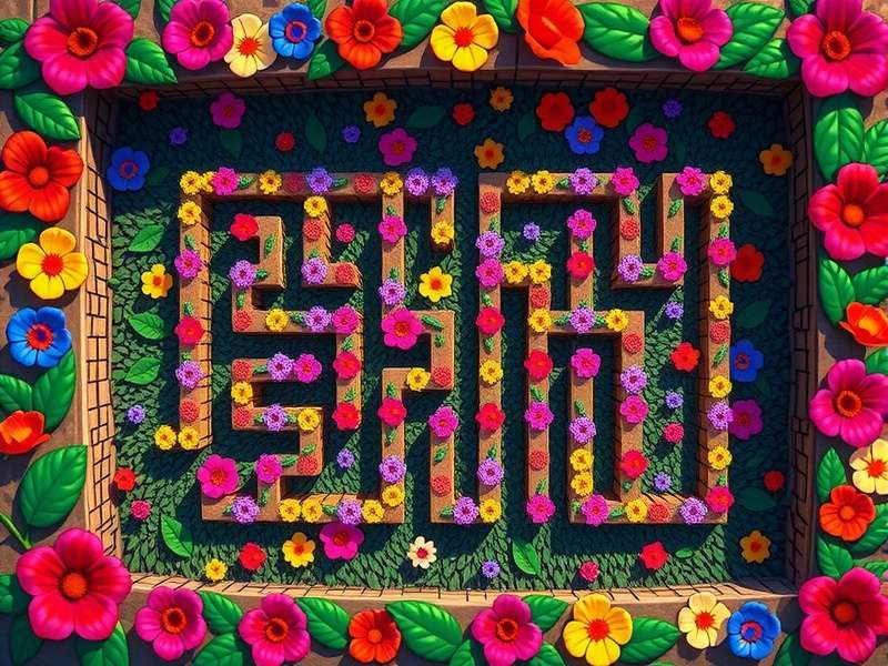 Advanced level of Floral Labyrinth showing complex maze design