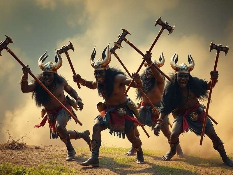 Historical depiction of Indian warriors with maces