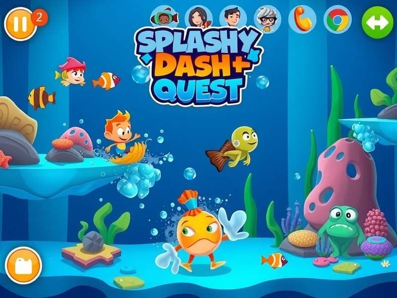 Splashy Dash Quest gameplay screenshot showing character navigating through water obstacles