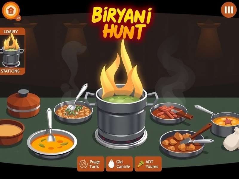 Biryani Hunt Tamil feature showcase with multiple cooking stations