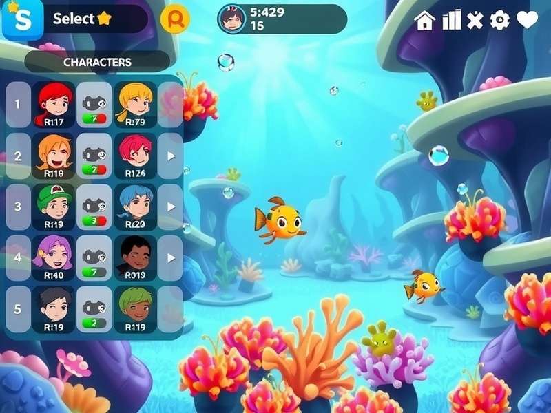 Splashy Dash Quest character selection screen showing diverse avatars