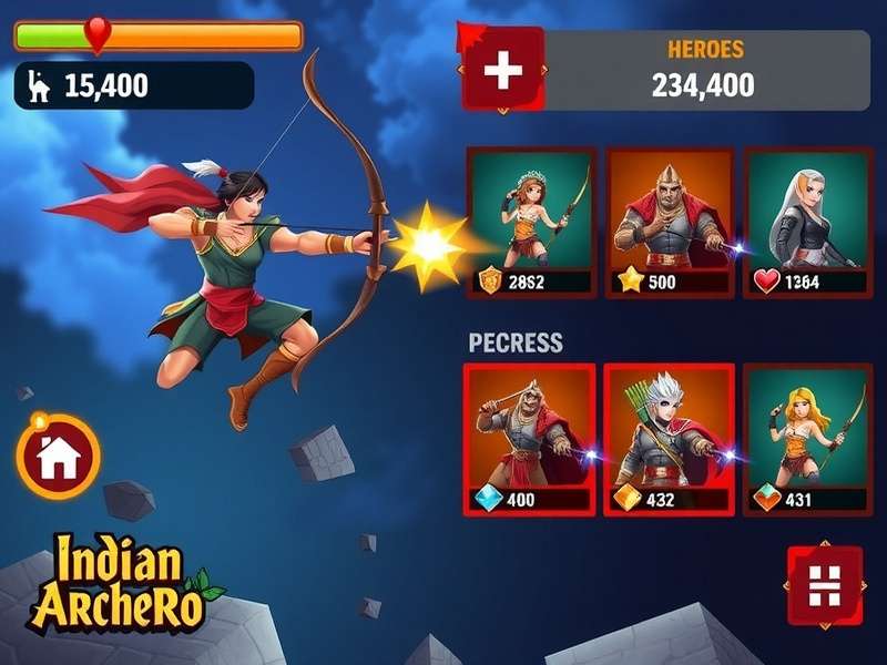 Indian Archero Epic Hero character progression and upgrade screen