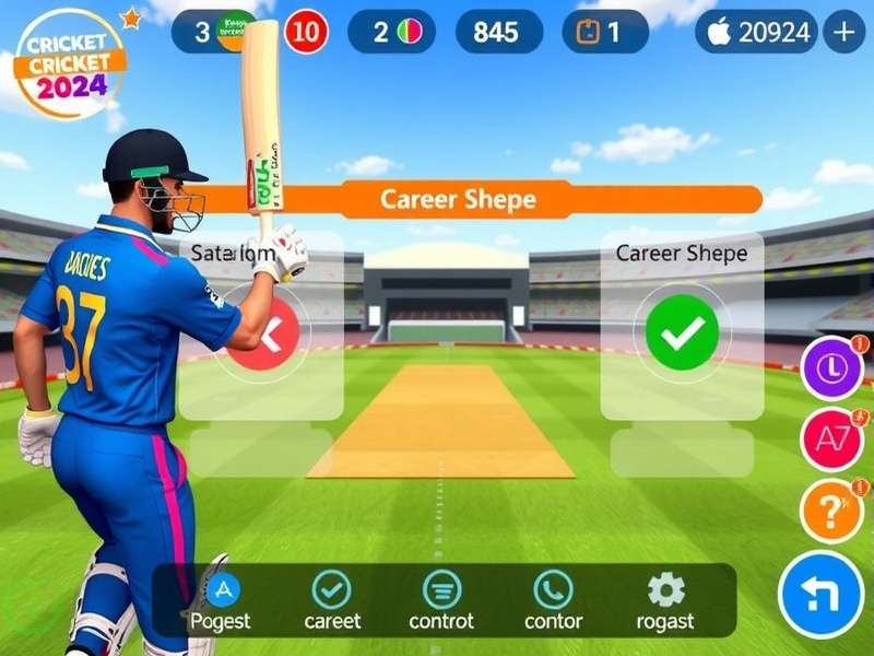 Cricket Dash 2024 career mode progression screen