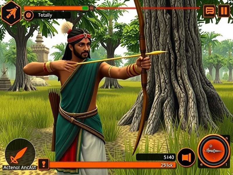 Desi Archery Champion gameplay screenshot showing traditional Indian archery